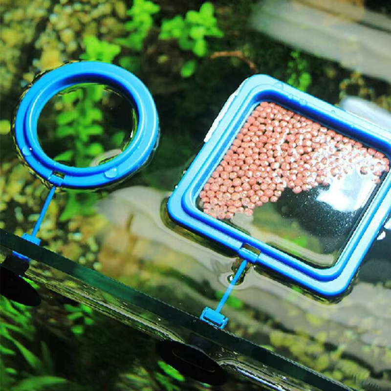 TUNFAN Aquarium Fisch Fütterungsring in Blau als schwimmende Fütterungsstation mit Saugnapf zur Vermeidung von Futterstreuung - Bild 3