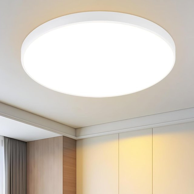 Cliheet Weiße LED-Deckenleuchte, rund, 12 W, 3000 K, IP44 wasserdicht, Durchmesser: 21 cm - Bild 1