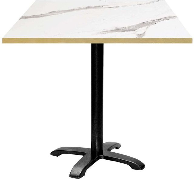 RestooTab Tisch Bazila quadratisch mit Stein-Dekor, B/T/H: 70 x 70 x 75 cm, Platte weiß, Gestell schwarz - Bild 1