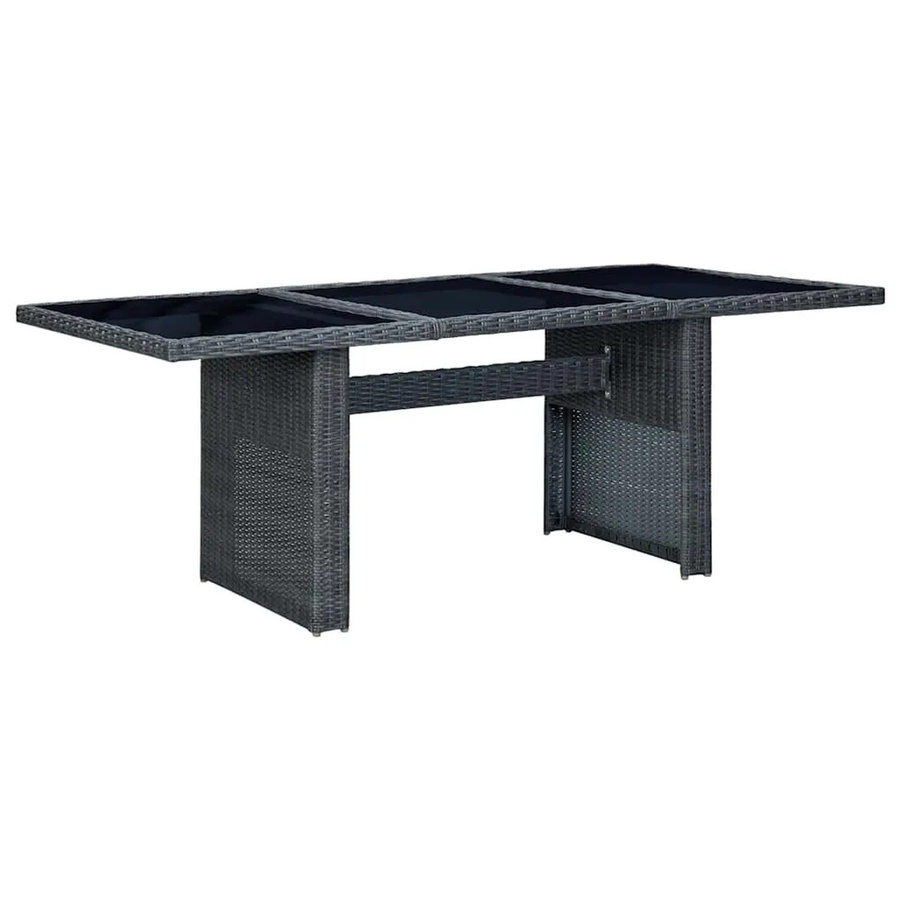 Furnicato Gartentisch aus Poly Rattan und Hartglas in Dunkelgrau mit pulverbeschichtetem Stahlgestell, B x T x H: 200 x 100 x 74 cm - Bild 2