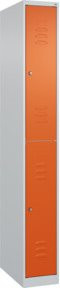 C+P Doppelstock-Spind Classic PLUS mit 1 Abteil, Stahlkonstruktion, grau/orange, H x B x T: 185 x 50 x 25 cm, mit Zylinderschloss und Kleiderstange - Bild 1