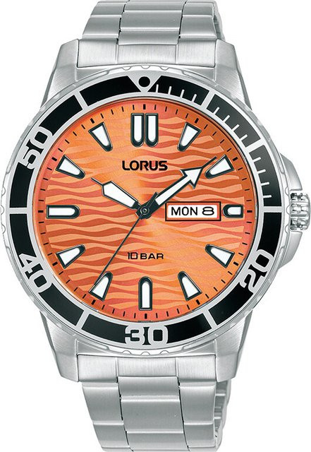 Lorus Armbanduhr, Quarz, Edelstahl, Orange, 42 mm, Herren - Bild 1