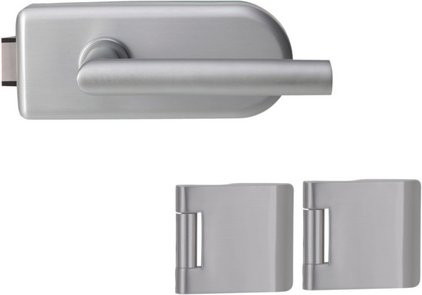 NOVADOORS Glastürbeschlagset NOVA 297 in Silber, 3-teilig mit Bändern und Griffpaar, B/H: 24,5 x 57 mm - Bild 1