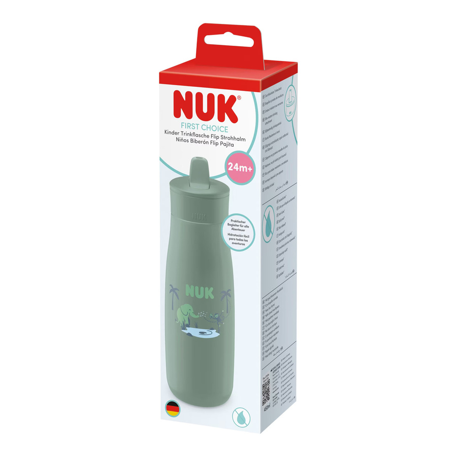 NUK Trinkflasche First Choice mit auslaufsicherem Flip-Strohhalm in Grün, 450 ml - Bild 2