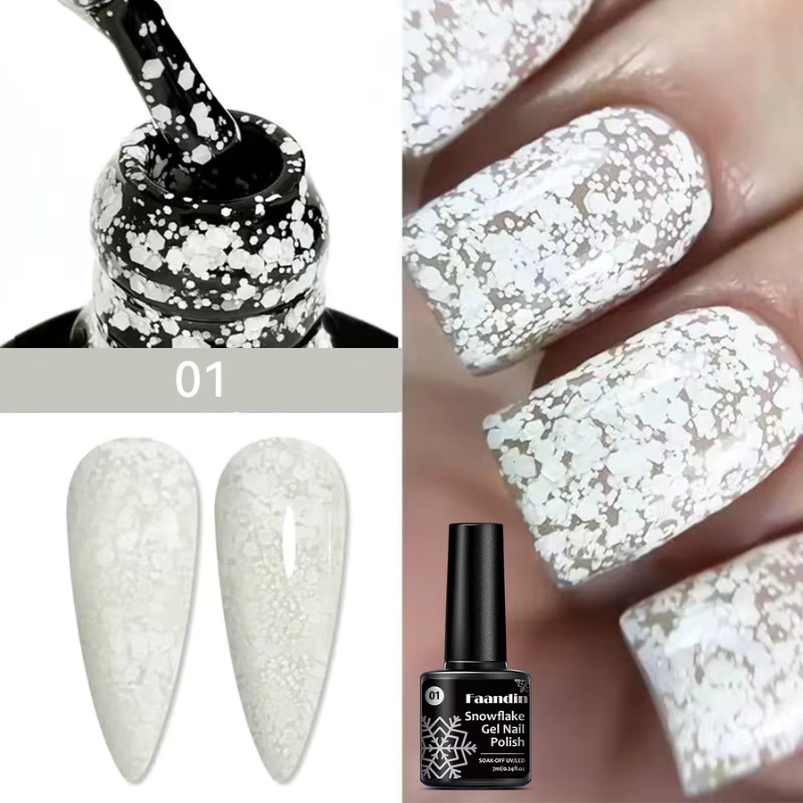 Faandin Nagellack-Gel, Schneeflocken-Glitzer, 7 ml - Bild 6