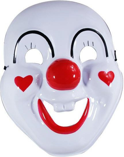 Clown Maske, Weiß, Kunststoff, 1-teiliges Set - Bild 1