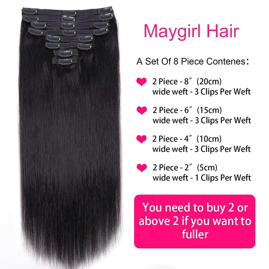 xbeauty Clip-in-Haarverlängerungen, glatt, 120 g, 100 % Echthaar, Schwarz, Damen - Bild 2