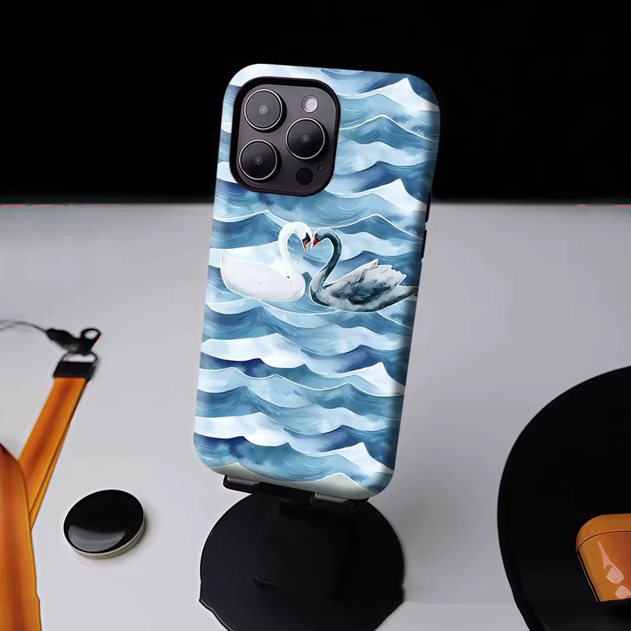Aurbe Matte 2-in-1 MagSafe Hülle mit Schwanenwellen-Design für iPhone 17 16 15 14 Plus Pro Max, stoßfeste Hartschale - Bild 4