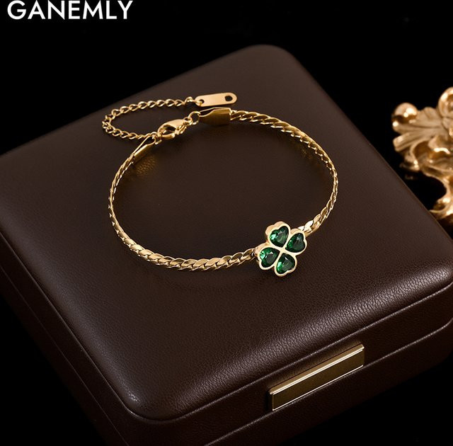 GANEMLY Armband, Edelstahl, Grün, Kristall, Damen - Bild 1