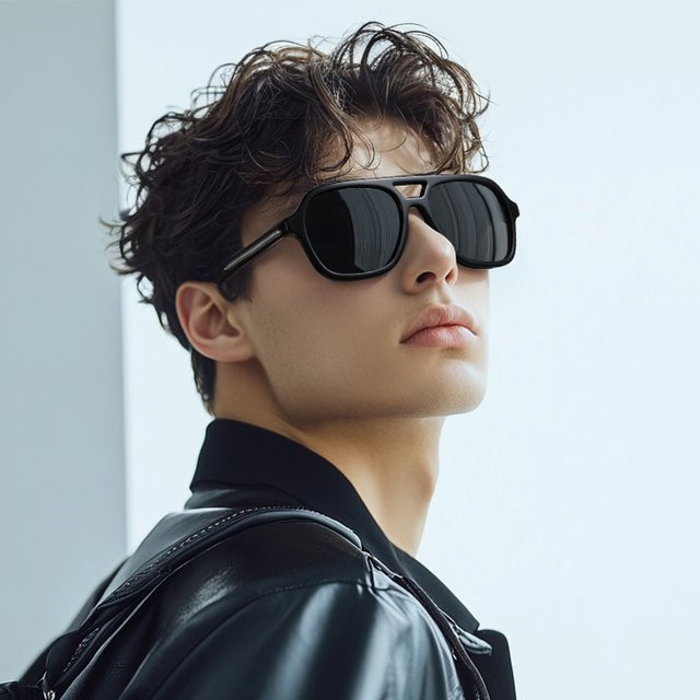 ZENOTTIC Sonnenbrille Aviator, Vollrand, Acetat, Schwarz, Unisex - Bild 1