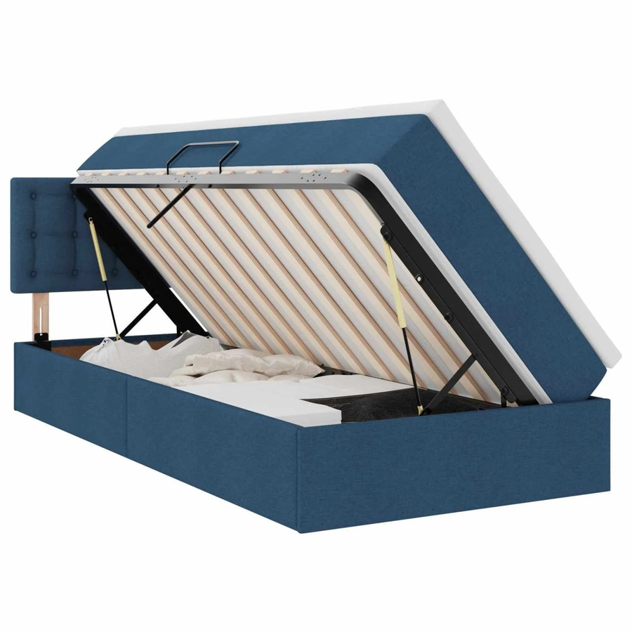 vidaXL Bett mit Stauraum und LED-Beleuchtung inklusive Matratze in Blau, B/T/H: 100 x 200 x 88 cm - Bild 2