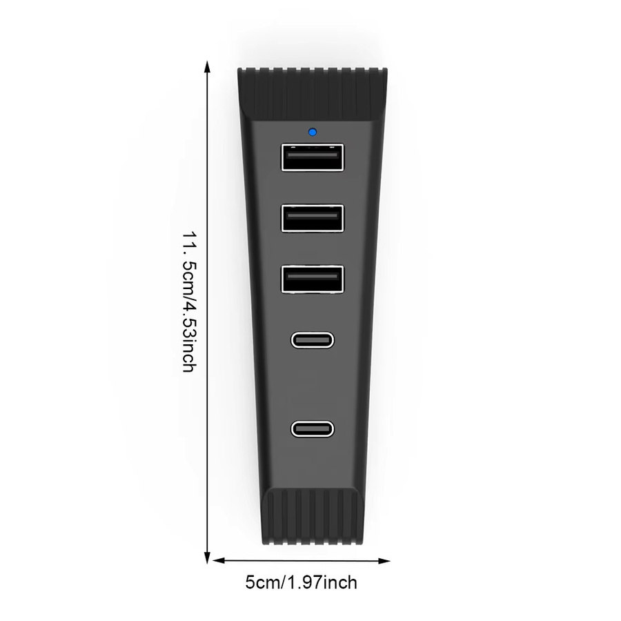 5-in-1 USB Splitter Erweiterungs-Hub für PS5 Slim Konsole Disc & Digital mit 3 USB-A und 2 Typ-C Anschlüssen - Bild 5
