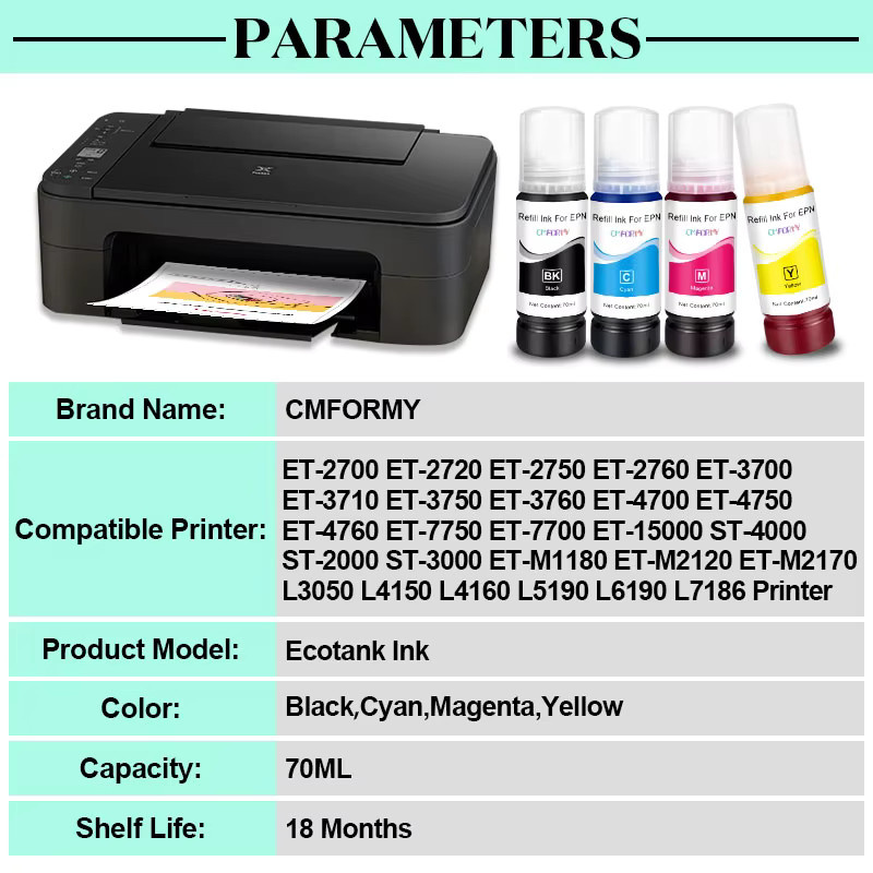 Epson Nachfülltinte 103 für EcoTank Tintenstrahldrucker L3250, I3150, ET-2710, ET-2711, ET-2712, ET-2714, ET-2715, ET-2720, ET-2726 in Schwarz und Multicolor - Bild 3
