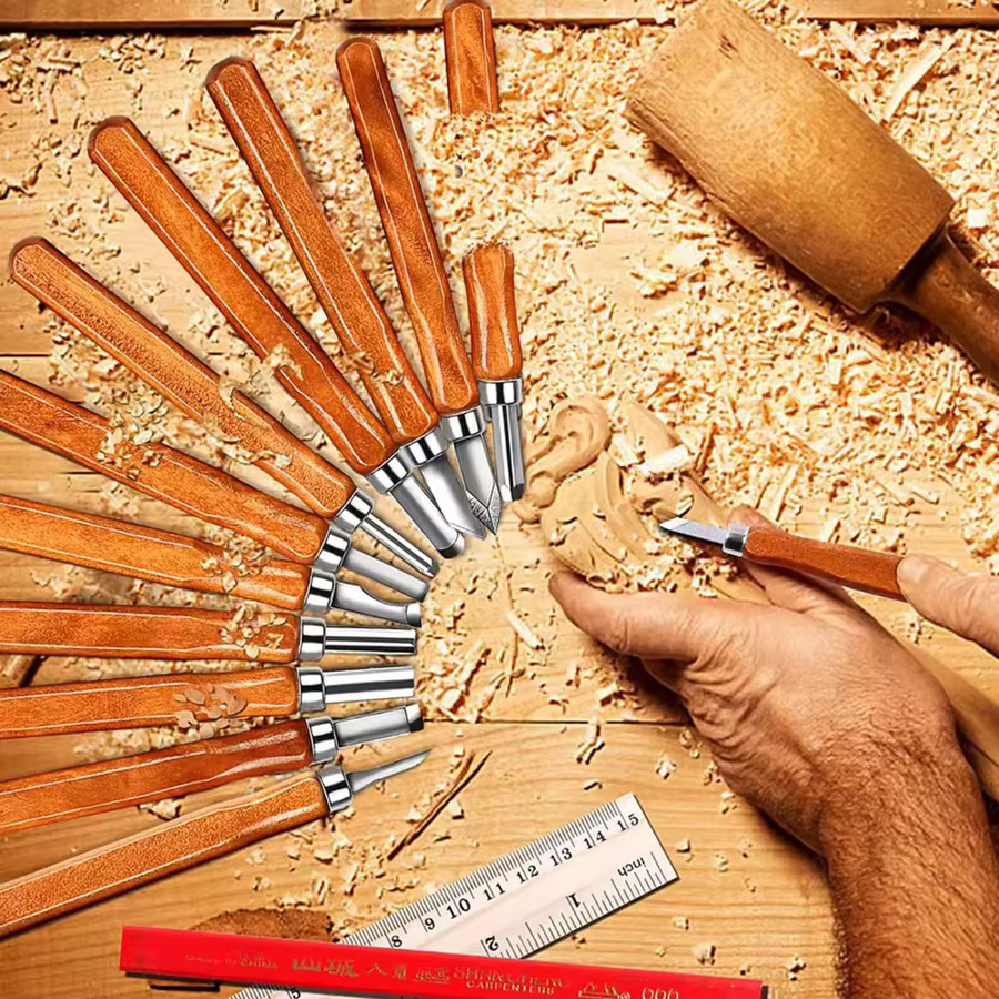 Skeyo Schnitzmesser Set für professionelles Holzschnitzen und Detailgravuren, 13-teilig - Bild 3