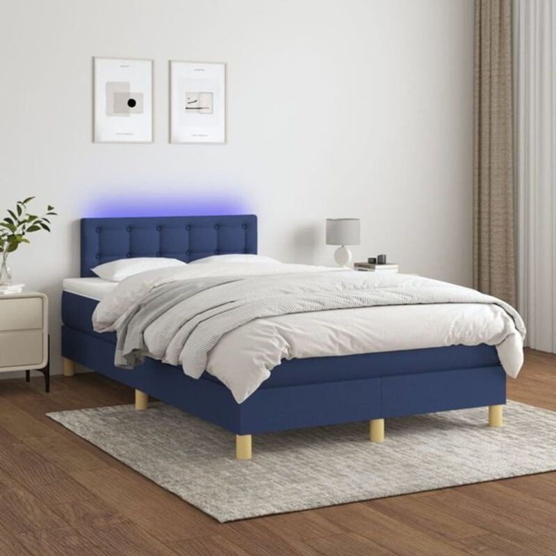 vidaxl Boxspringbett mit Matratze in Blau aus Stoff mit modernem Polsterdesign B/T/H: 200 x 120 x 78 cm - Bild 1