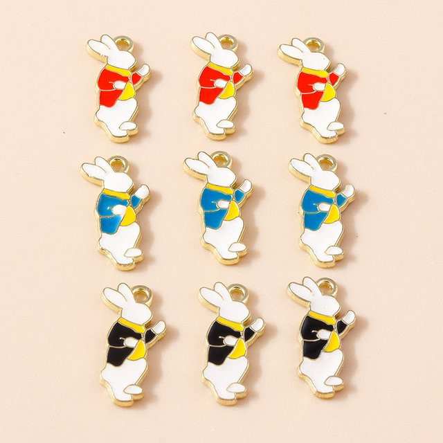 Charms Cartoon-Kaninchen, Messing, Gold, 11 x 21 mm, 10 Stück - Bild 1