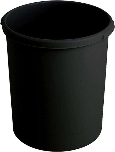PROREGAL Klassischer runder Papierkorb aus Kunststoff, Schwarz, Höhe: 41 cm, Durchmesser: 37,5 cm - Bild 1