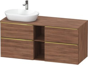 Duravit Waschtischunterschrank D-Neo in Weiß und Braun, Wandmontage, mit Schubladen und offenen Regalfächern, B/T/H: 140 x 55 x 66,4 cm - Bild 1