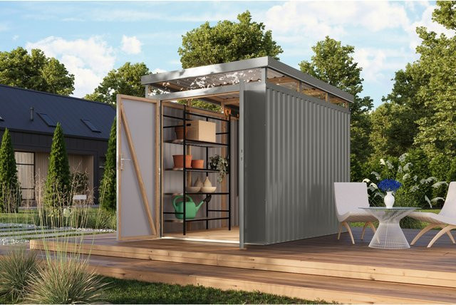 Metallgerätehaus Boldmere XXL im Set mit Anbaudach 2 m - Bild 1