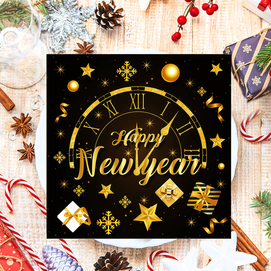 Servietten Frohes Neues Jahr 2026 Silvester-Dekoration schwarz-goldene Papierservietten - Bild 4