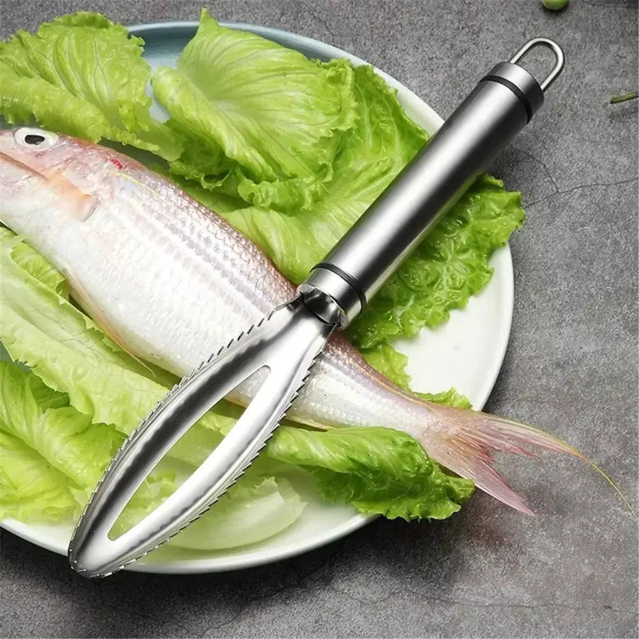 Venlohome Fischschaber aus Edelstahl in Silber zum einfachen Entfernen von Fischschuppen und zur Fischreinigung - Bild 5