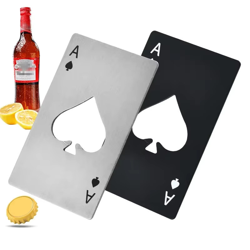 Edler Flaschenöffner in Poker-Spielkartenform aus Edelstahl in Schwarz und Weiß - Bild 2