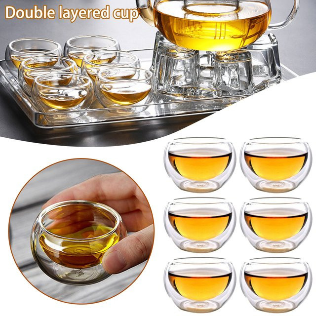 Aihogard Glas Teegeschirr Set mit Teekanne und Tasse, Transparent, Floral Design, 50 ml - Bild 1