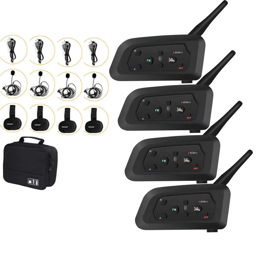 XINOWY V4c Pro Bluetooth Intercom Headset für Fußballschiedsrichter, Voll-Duplex-Funkgerät für 4 Benutzer, Schwarz - Bild 5