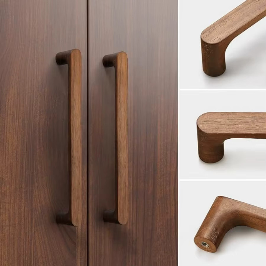 Nordischer Schrankgriff aus Holz in Braun Matt als Schranktürknauf und Möbelbeschlag für Küchenschubladen und Kleiderschränke - Bild 2