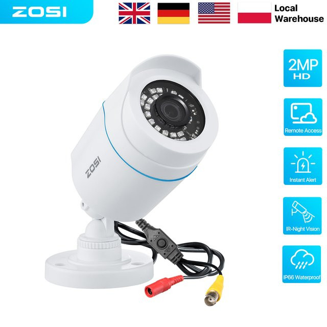 ZOSI 2MP CCTV-Überwachungskamera in Weiß mit 1080P HD Auflösung und 4-in-1 AHD TVI CVI CVBS Technologie für dein DVR-System - Bild 1