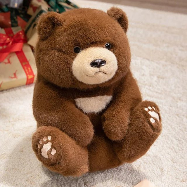 Kidsly Bärenplüschpuppe, Stofftier, braun, weiß, 35cm - Bild 1