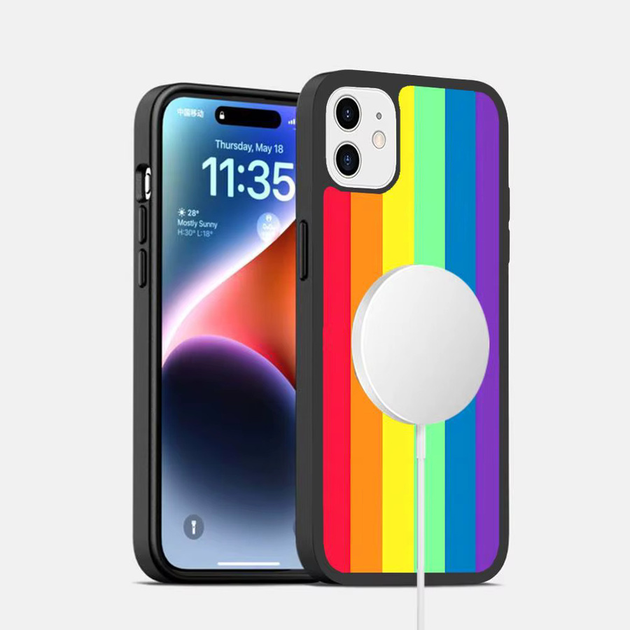 Magnetische kabellose Handyhülle mit buntem Regenbogen-Streifen-Design für Apple iPhone 17 16 15 14 13 12 11 Pro Max Plus in Multicolor - Bild 2