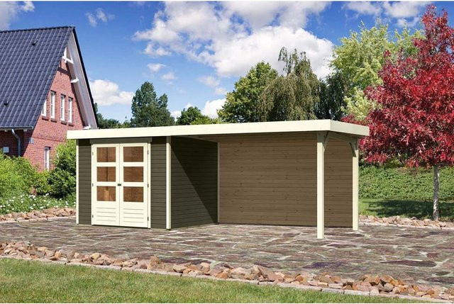 Karibu Holz-Gartenhaus Boras in Terragrau mit Flachdach und modernem Design, B/T/H: 238 x 213 x 211 cm - Bild 1