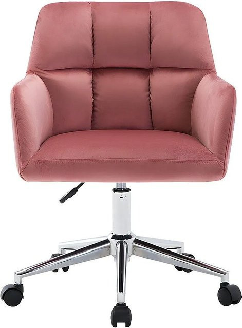 Vente-unique Bürostuhl Pega in Rosa mit Samtbezug und Rollen für dein Home-Office - Bild 1