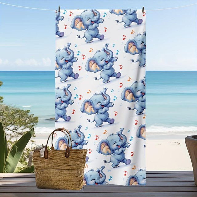 Strandtuch mit Elefantenmuster von JMG Household Supplies, schnelltrocknend und super saugfähig, Mehrfarbig, B: 100 cm, T: 200 cm - Bild 1