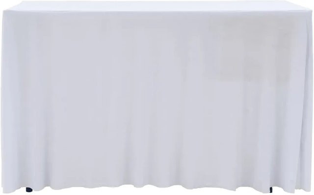 2 Stück vidaXL Stretch-Tischdecken aus Polyester-Elastan, Weiß, Rechteckig, B/T/H: 243 x 76 x 74 cm - Bild 1