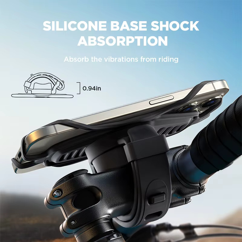 Joyroom Fahrrad-Telefonhalterung in Schwarz, universelle Handy-Halterung für Lenker von Fahrrad, Motorrad, Roller und ATV, passend für Smartphones von 7 bis 10,2 Zoll - Bild 2
