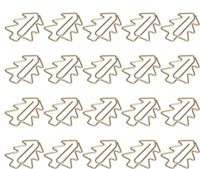 20 Stück Shoemst Büroklammern in Weihnachtsbaumform aus Metall, Farbe: Beige/Gold - Bild 1