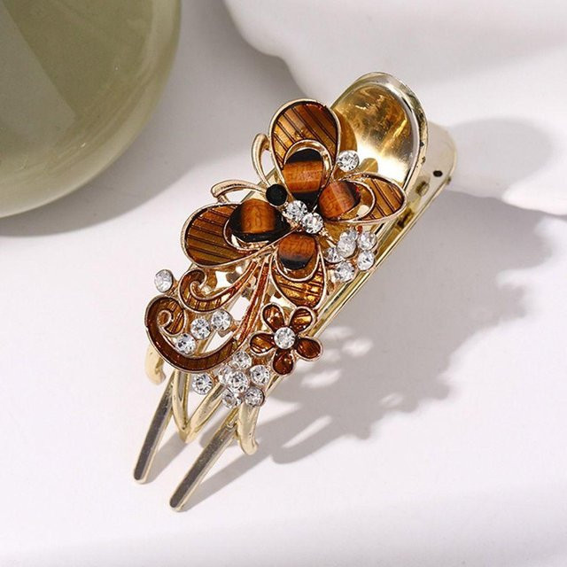 Zorioneko Haarnadel, Kristall-Blumen, Strass-Schmetterling, braun, Kinder - Bild 1