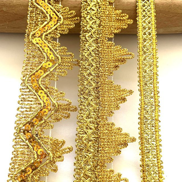 Goldene Spitzenborte aus Stoff für DIY-Bastelarbeiten und Textildekoration, 4 m Länge - Bild 1