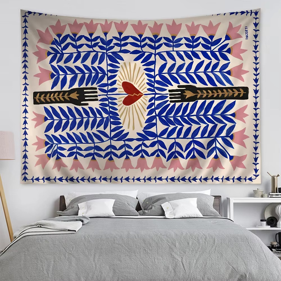 VIKAMA Wandteppich im Boho-Stil mit abstraktem ägyptischem Design, mehrfarbig, rechteckig - Bild 1