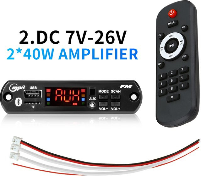 Kebidumei MP3 Decoder Board mit 80W Verstärker, Bluetooth 5.0 und Freisprecheinrichtung in Schwarz - Bild 1