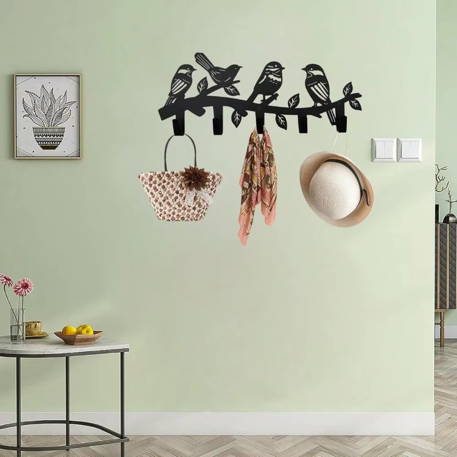 CIFBUY Wandhaken in Vogelform aus Metall in Schwarz als Tiermotiv-Mantel- und Schlüsselhalter für Flur und Büro - Bild 4