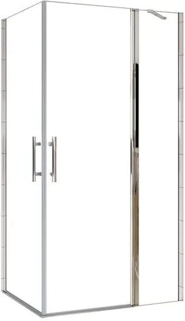 Duschparadies Eckeinstieg Duschkabine mit Schwingtür aus 6mm Nano Glas, Transparent, B: 120 cm, H: 195 cm, T: 76 cm - Bild 1