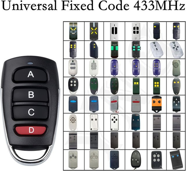 KUANGZIPENG Universal 433MHz Fixed Code Garagentor Funkfernbedienung Duplikator für ERREKA ROGER PROTECO TAU AVIDSEN DEA in Schwarz - Bild 1