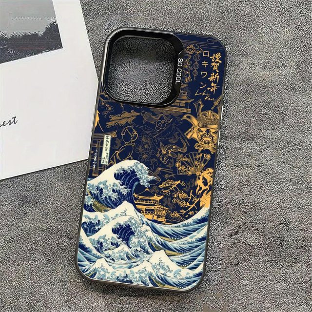 Mairuige Handyhülle mit Wellenmuster in Schwarz für iPhone 17 16 15 14 13 12 11 Pro Max Plus, sturzsicher und stoßfest - Bild 1