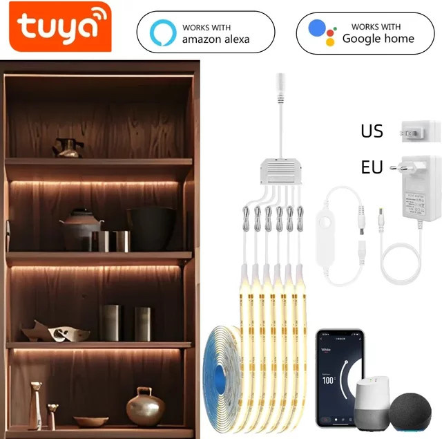 AIMENGTE TUYA Smart COB LED Beleuchtung Set Warmweiß mit App- und Sprachsteuerung für Schrank und Vitrine - Bild 1