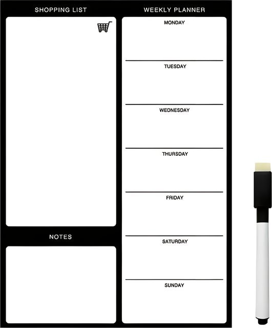 2 wiederverwendbare magnetische Kühlschrank-Notizblöcke als Whiteboard-Einkaufslistentafel in Weiß inklusive 1 löschbarem Stift - Bild 1
