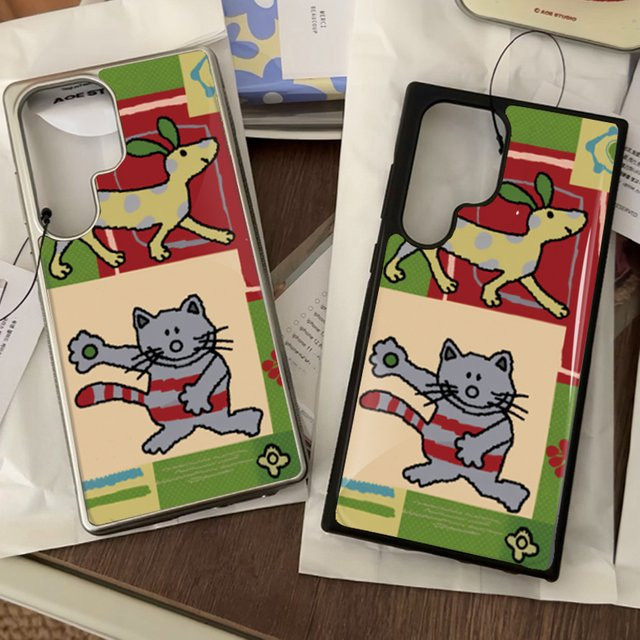 Sturzsichere Samsung Galaxy Handyhülle mit Hirsch- und Katzen-Epoxy-Design in Multicolour für Samsung Galaxy S23 S24 S25 S33 Plus FE Ultra Edge - Bild 1