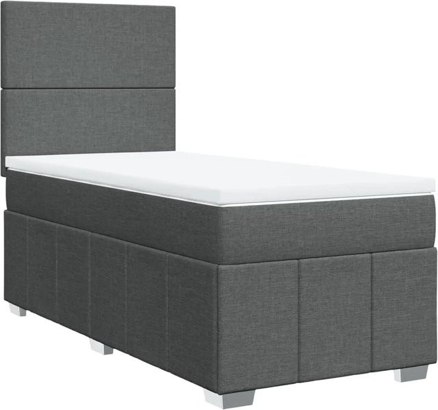 vidaXL Boxspringbett mit Matratze Dunkelgrau, Hybrid-Bett mit Taschenfederkern aus Stoff, B/T/H: 80 x 200 x 140,5 cm - Bild 1